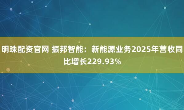 明珠配资官网 振邦智能：新能源业务2025年营收同比增长229.93%